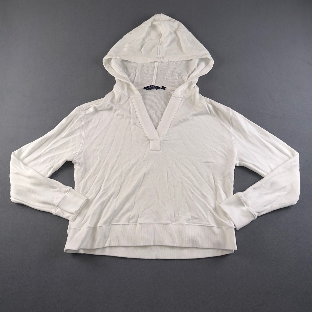 Vineyard Vines Womens XS White Modal Blend V-Neck Hoodie Pullover 2K004974